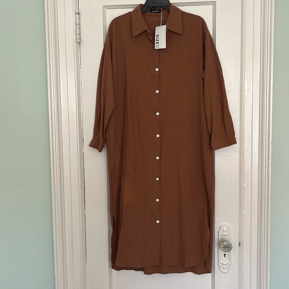 Long Cotton Blouse Maxi Dress - Picture 2 of 6